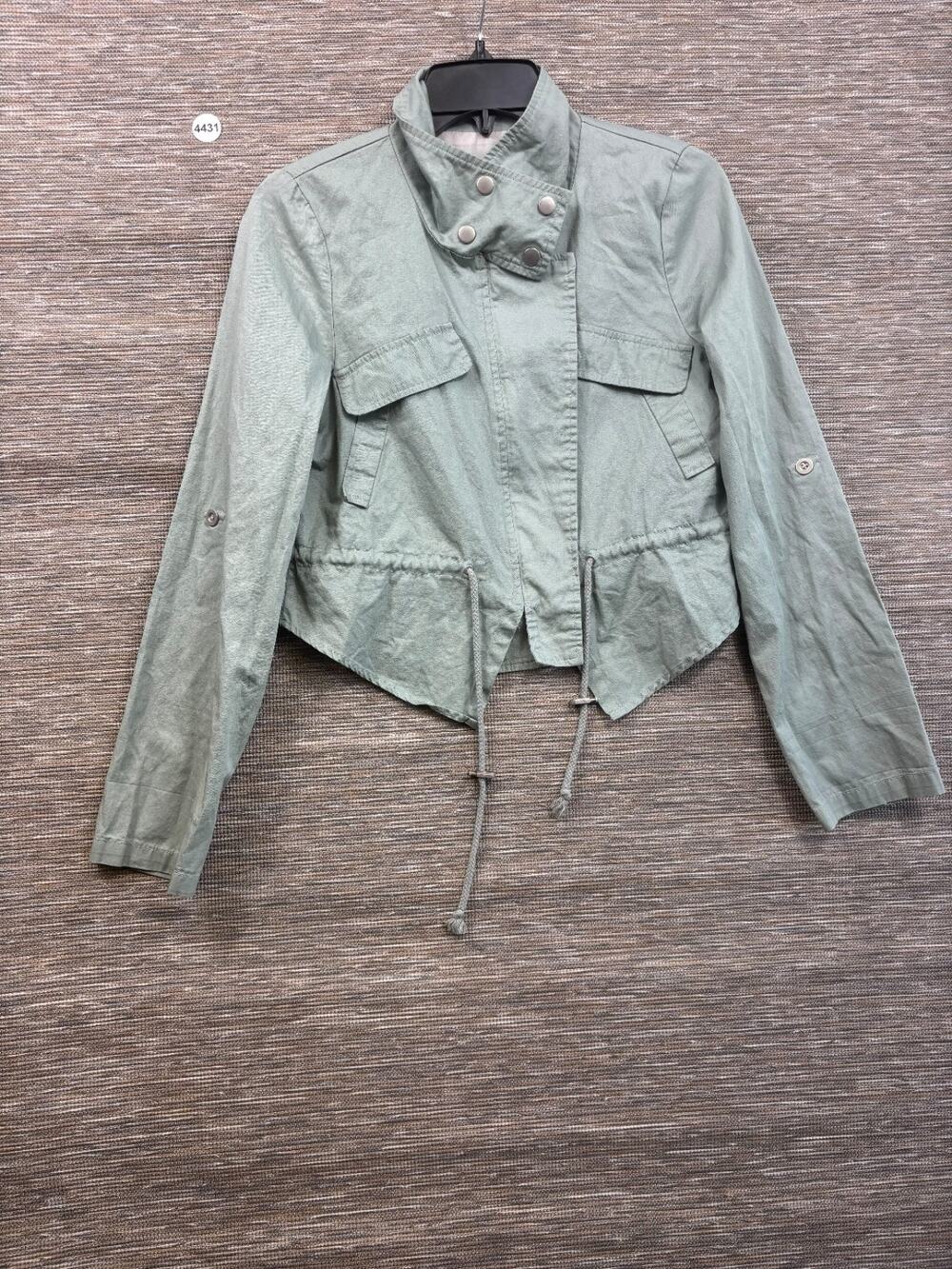 Daytrip Buckle Jacket Womens S Green Cinch Waist Safari Military Boho Full Zip